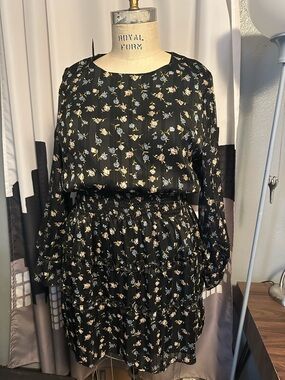 Missguided Plus Black Floral Boho Dress size 16